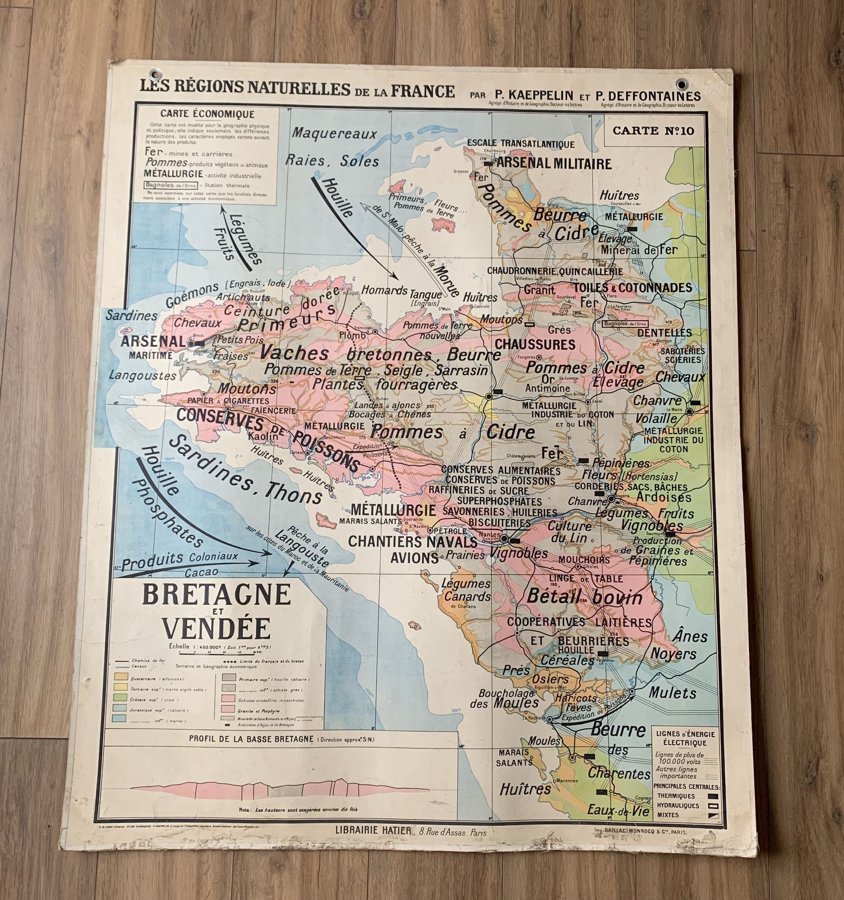 Map n°10 "Brittany and Vendée" by P. Kaeppelin and P. Deffontaines