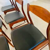 Danish vintage Arne Wahl Iversen teak and leather dining chairs model 26 - 1960s