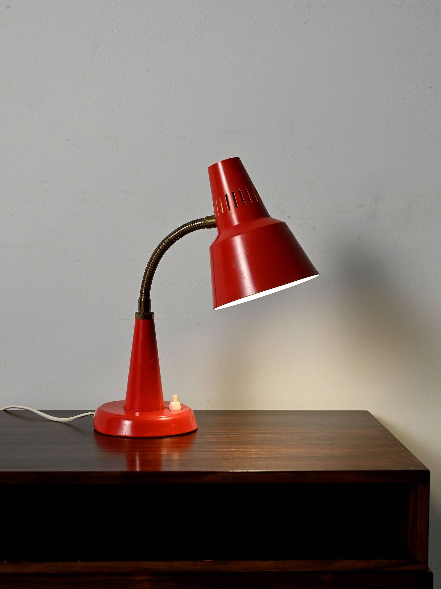 Gemi red Scandinavian table lamp, 1960s