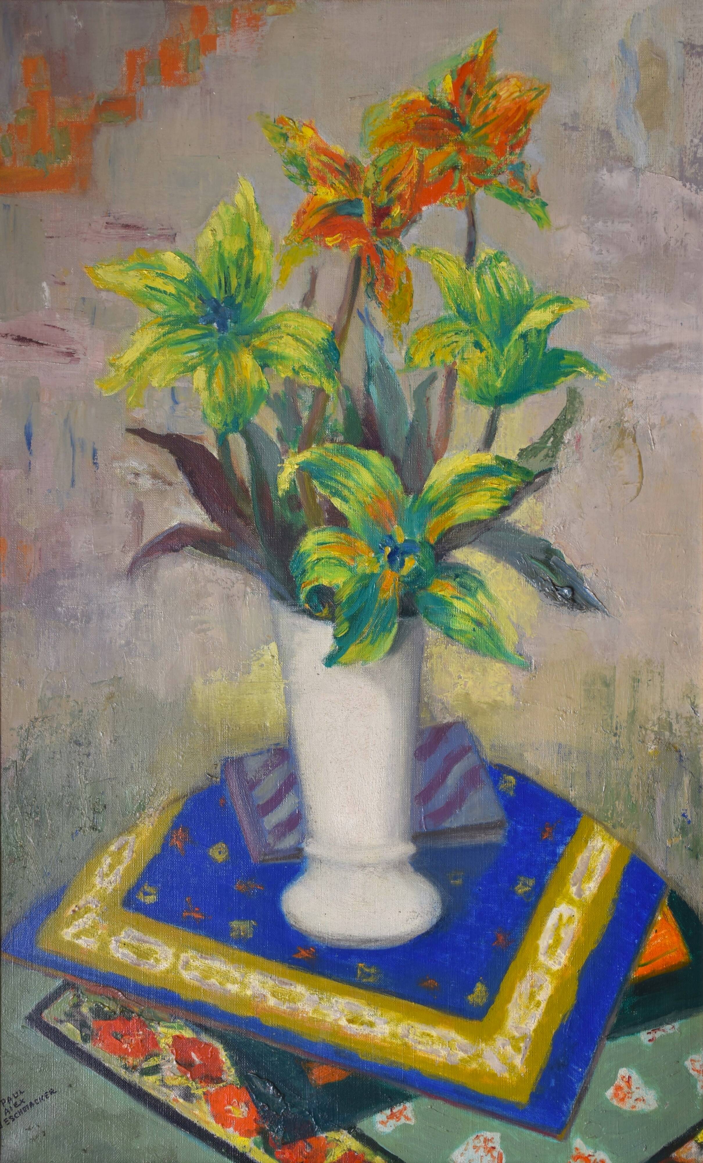 Paul Alex Deschmacker, Lily in a white vase (circa 1940)