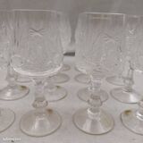 16 cut crystal wine glasses from Bohemia in very good condition.