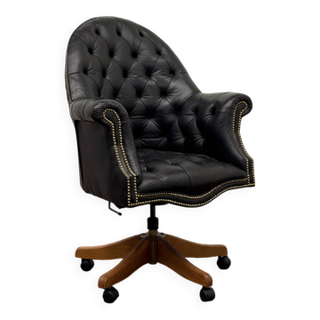 Classic English Chesterfield Desk Chair Black