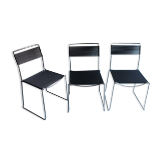 Set of 3 Chrome Chairs Spaghetti Giandomenico Belotti