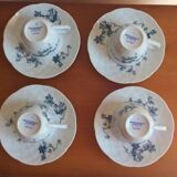 Set of 4 cups and 4 saucers limoges porcelain bernardaud