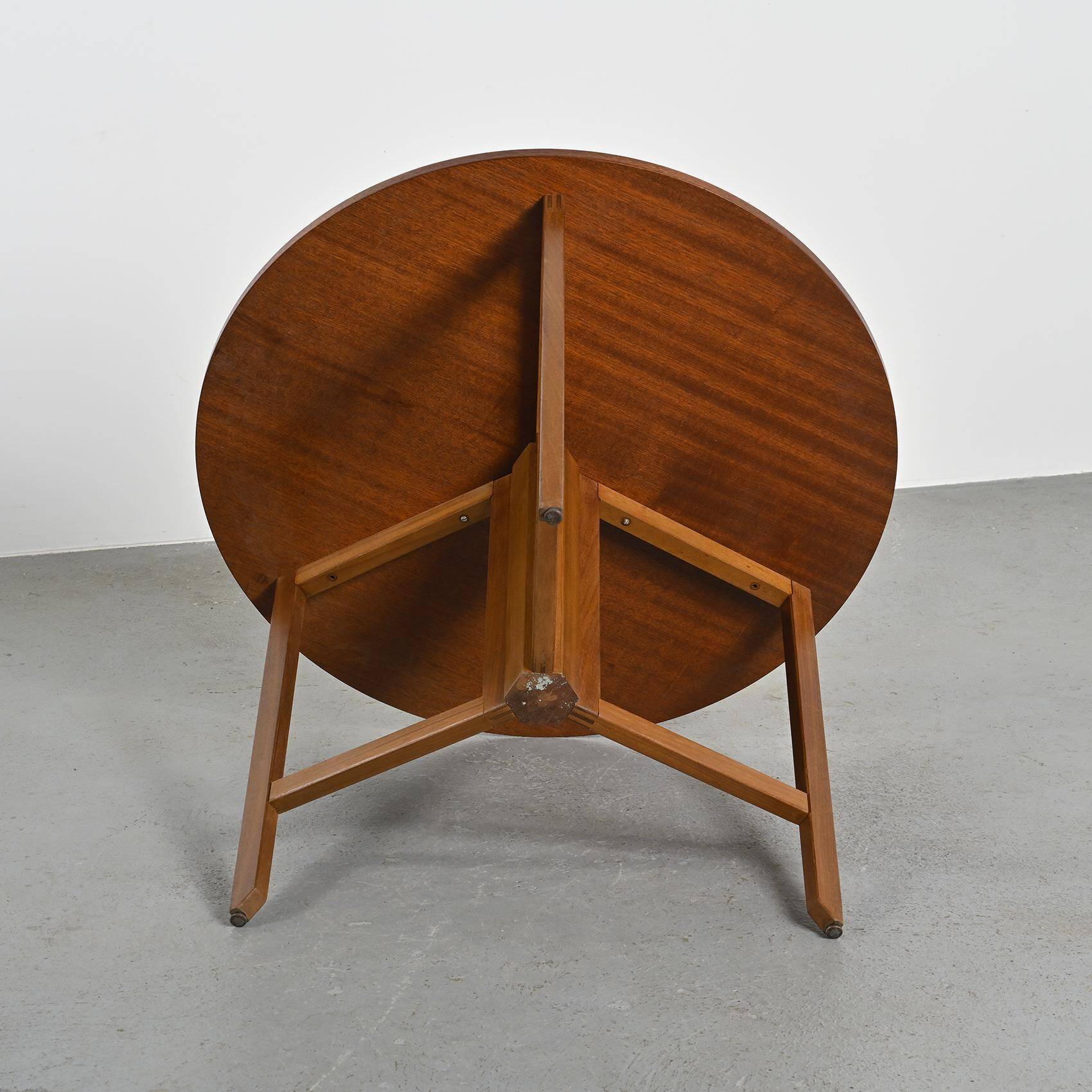 André Sornay round mahogany table, Sornay Furniture 1960