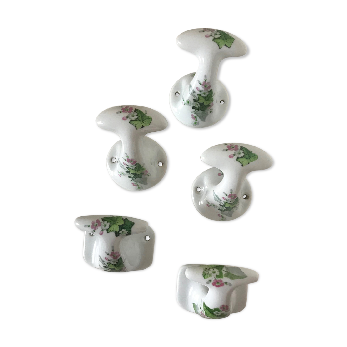 Set of 5 Limoges porcelain patères