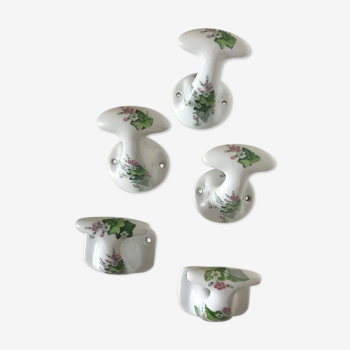 Set of 5 Limoges porcelain patères