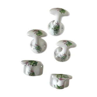 Set of 5 Limoges porcelain patères