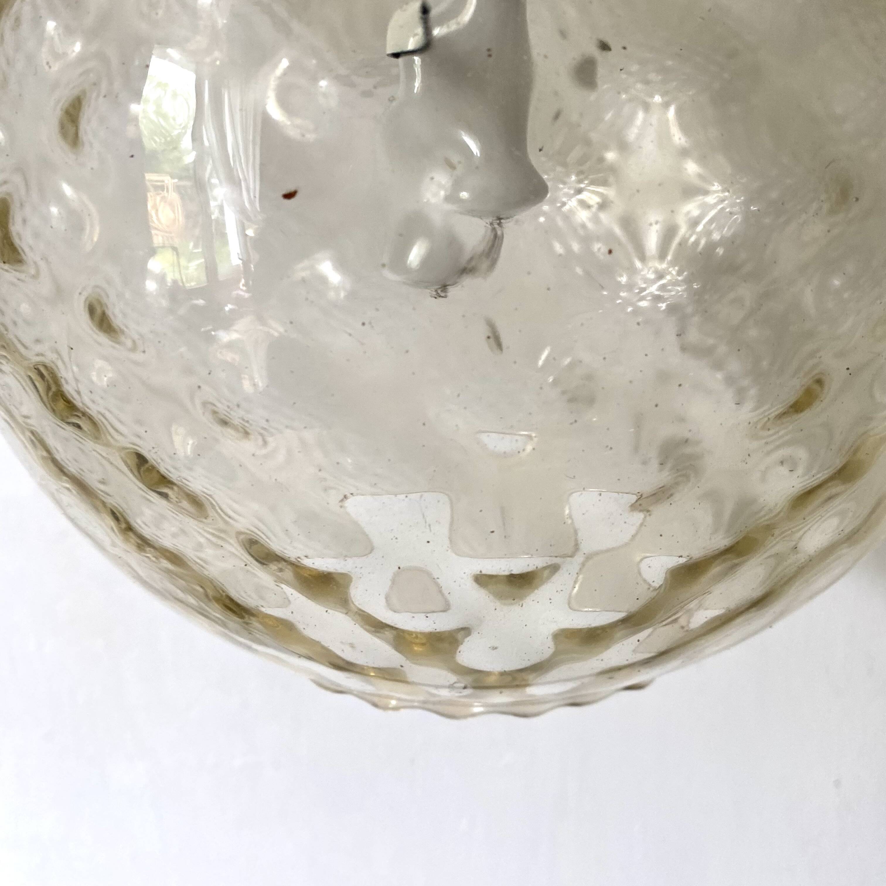 Vintage amber glass ball pendant light