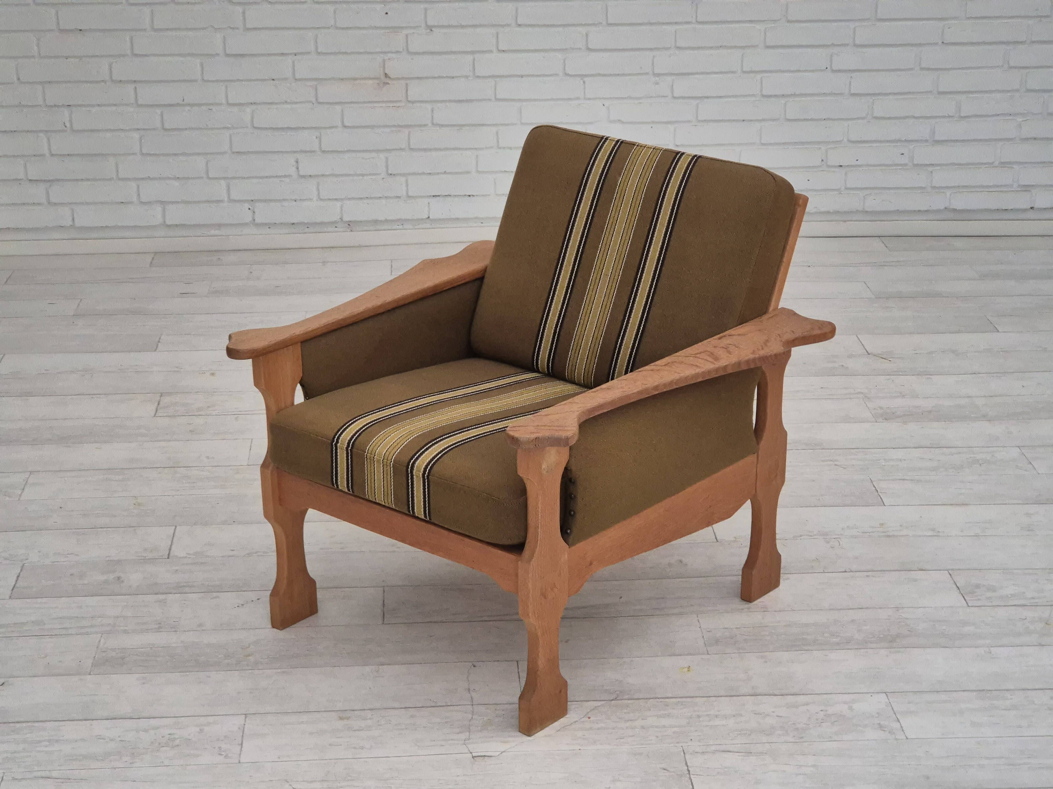 1970s, Danish design, club chair, original very good condition, furniture wool fabric.