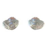 Pair of Vintage Candle Holders, Moulded Glass, Petal Shape #D829