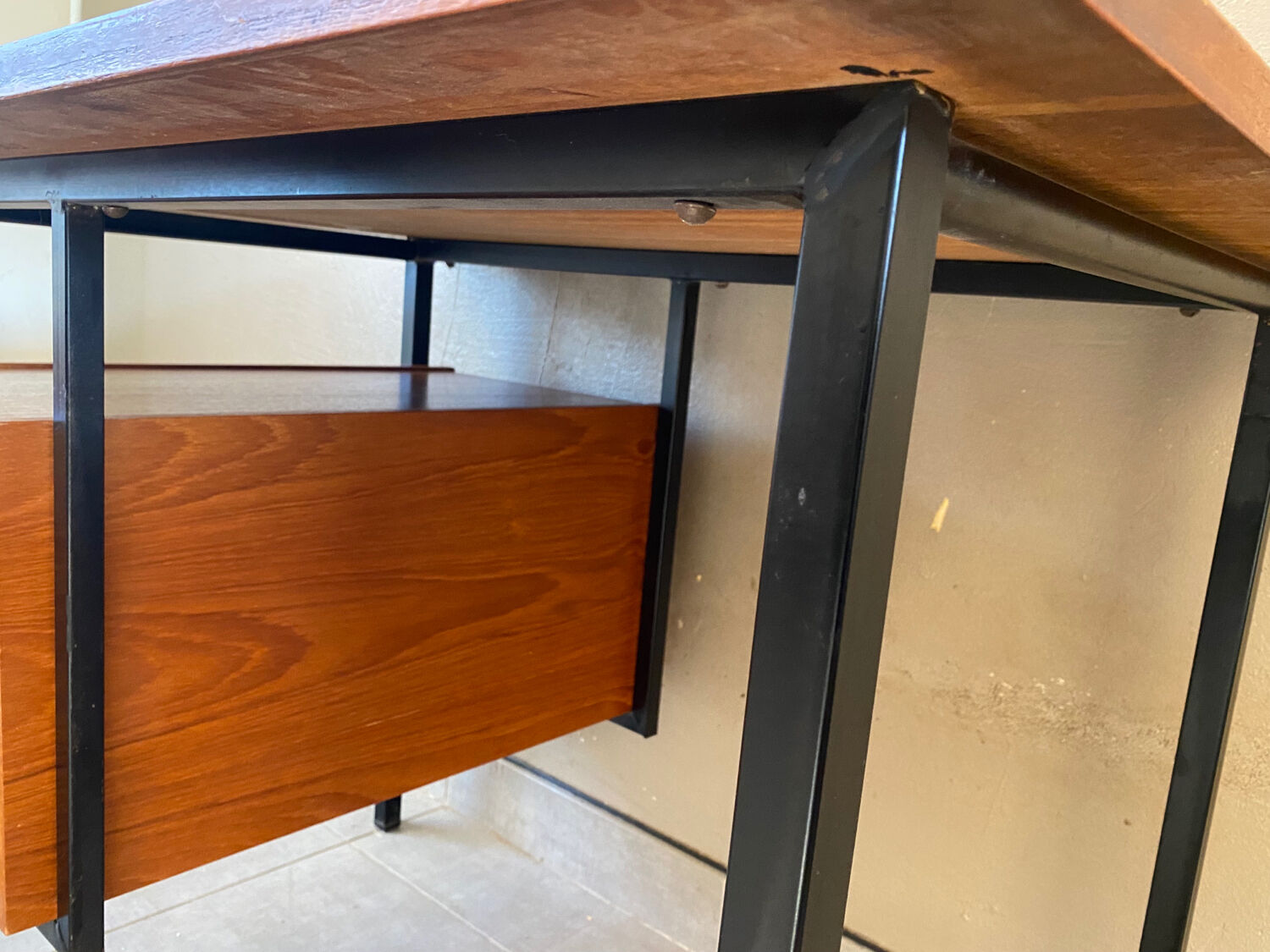Vintage teak and metal desk