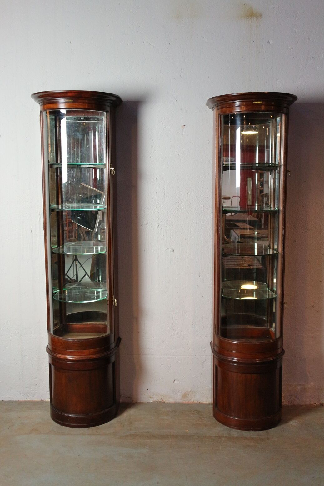 Set of 2 antique display cabinets