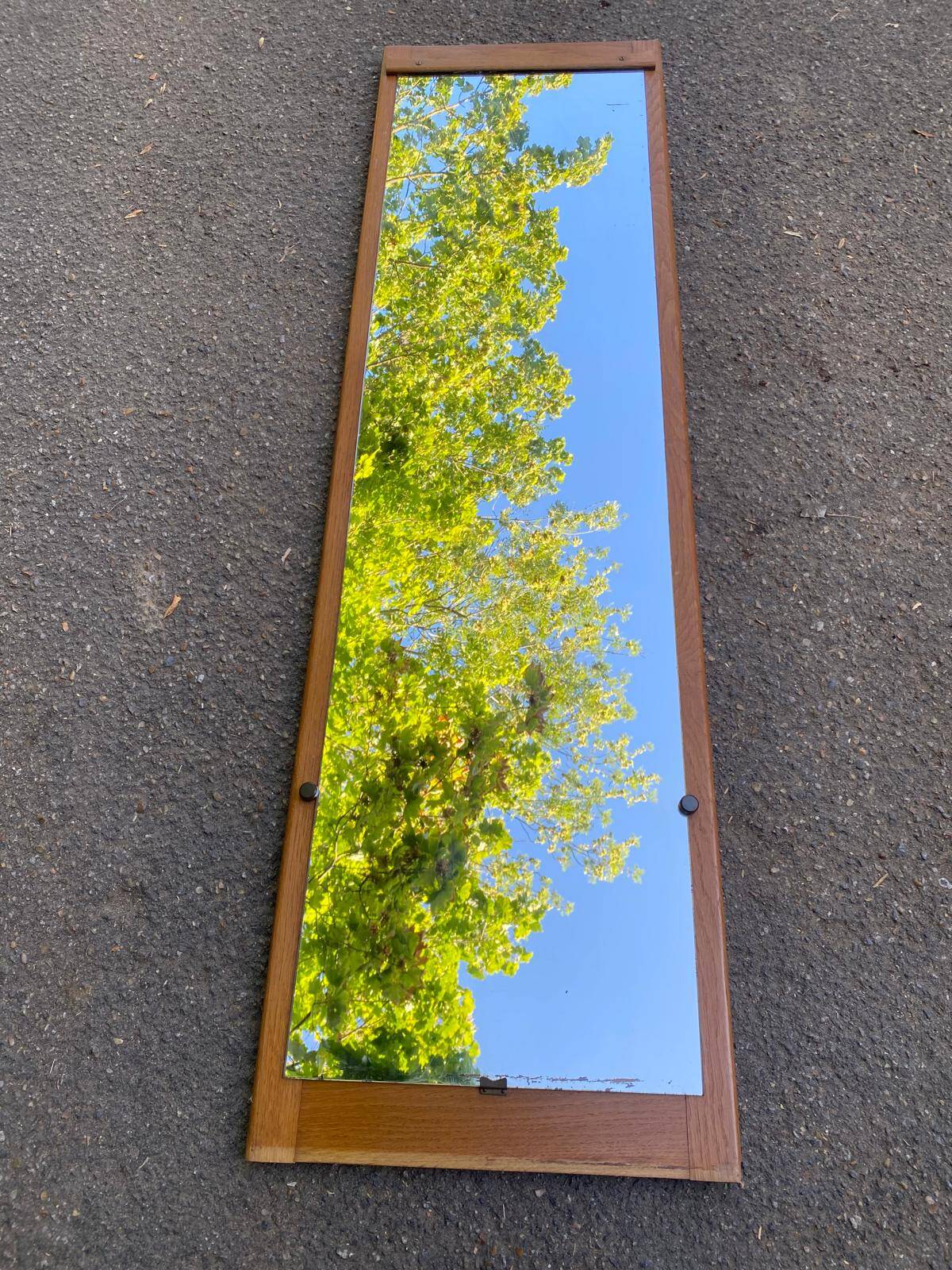 Vintage Scandinavian mirror in solid oak 42x148.