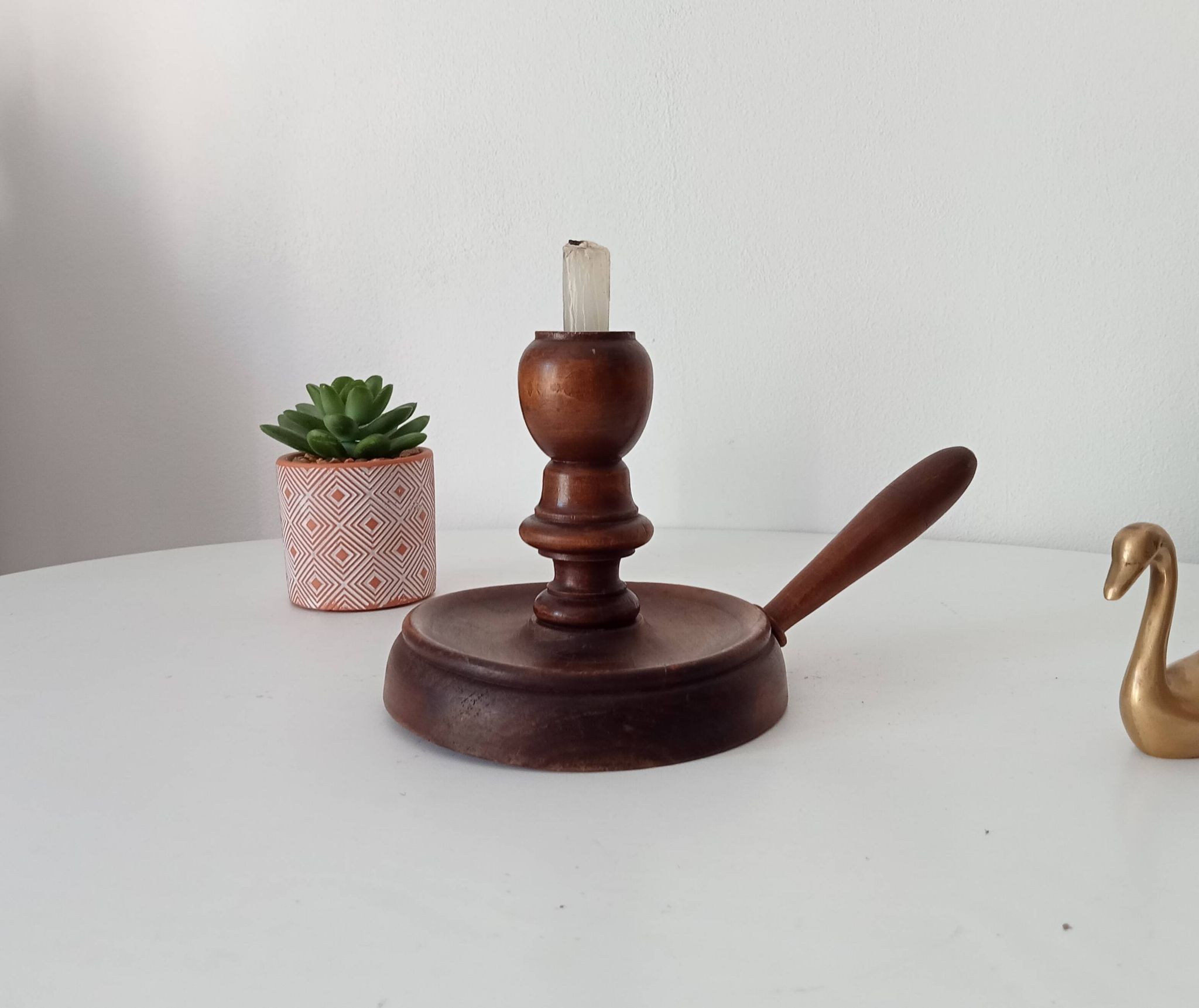 Antique wooden hand candle holder, 19th century