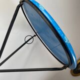 Folding pedestal table in wrought iron and wood