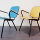 Set of two armchairs in yellow and blue 1950s/60s