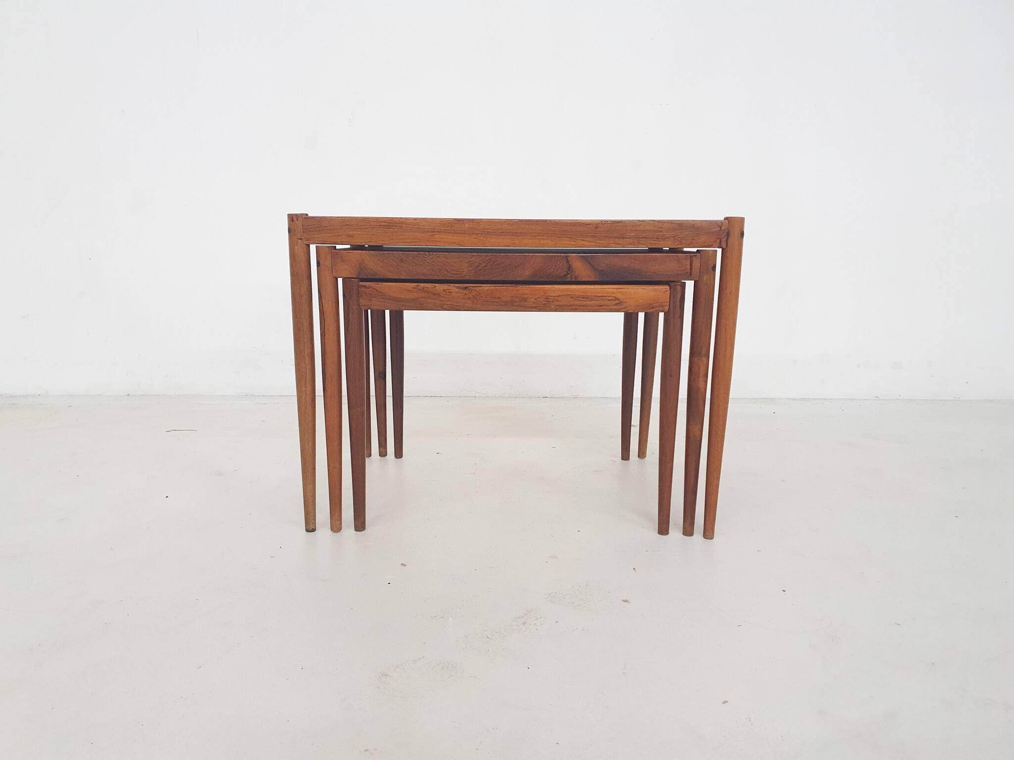 Mid-century wooden nesting tables, The Netherlands 1950's