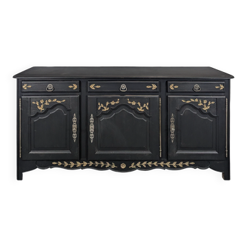 Enfilade rustique réchampie noir et or