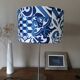 table lamp with a stem base and lampshade | handmade | blue/white tiles