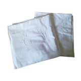 Taies d'oreiller en coton monogramme et brodé