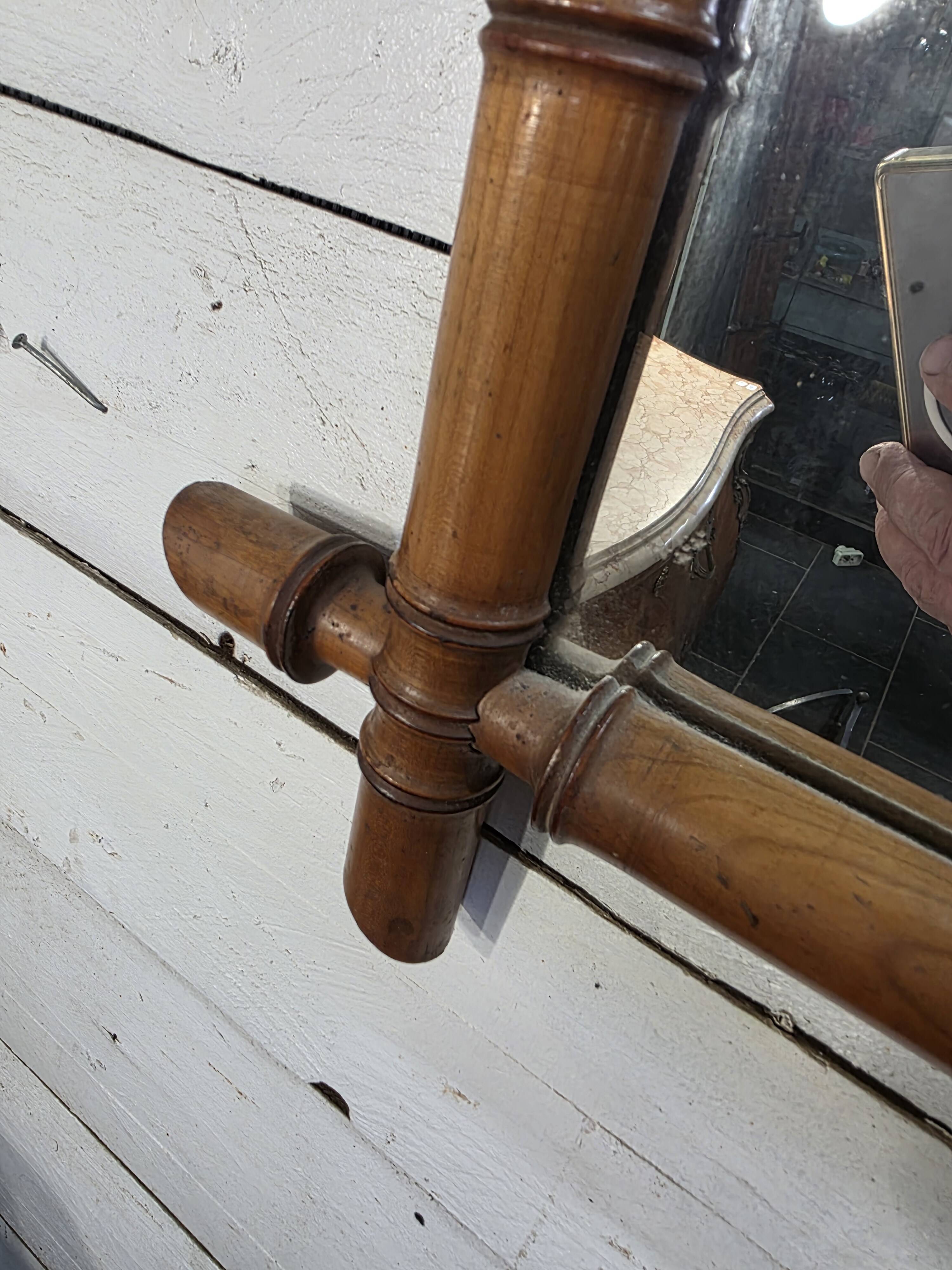 Large cherry wood bamboo mirror 100×76cm