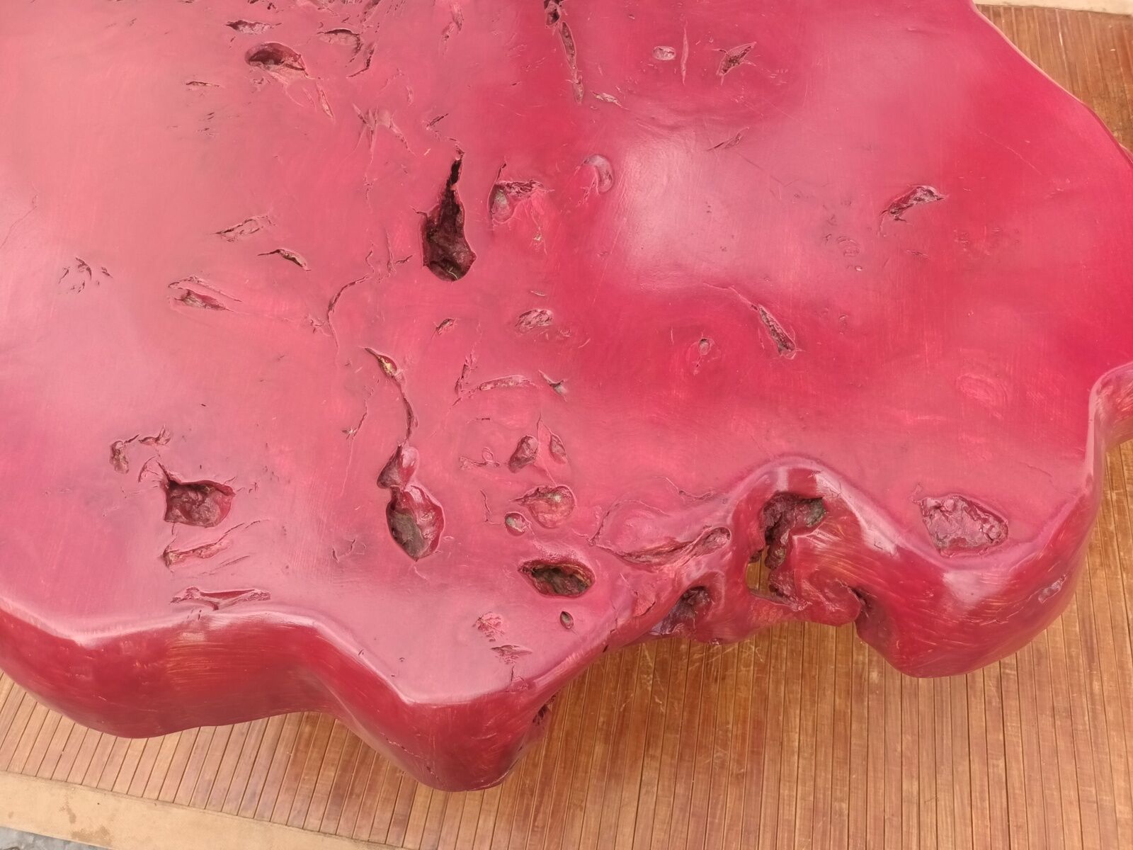 Brutalist coffee table magnifying elm