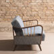 Sofa bed in solid beech with blue fabric, circa 1970