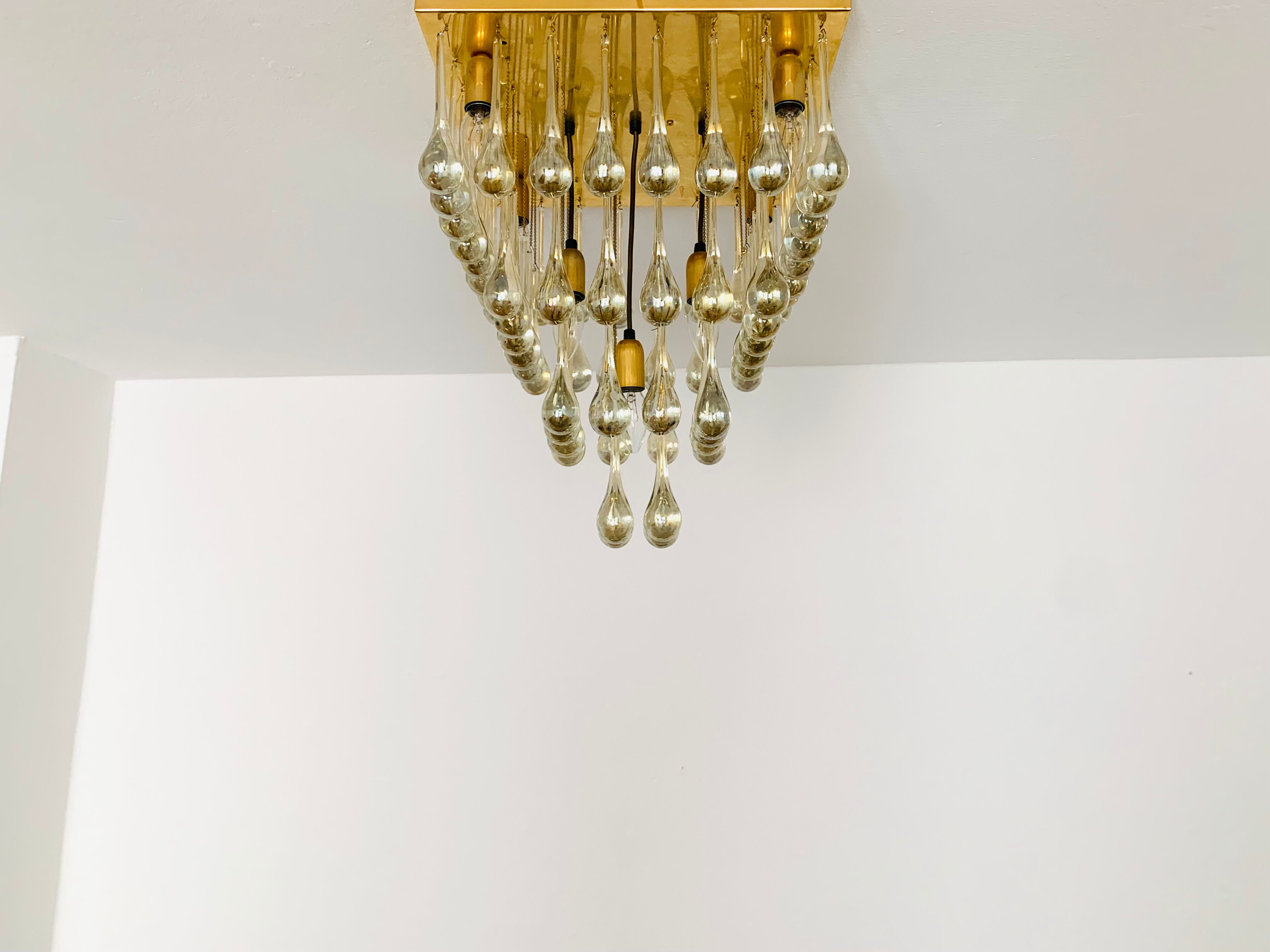Chandelier en verre Flush par Ernest Palme