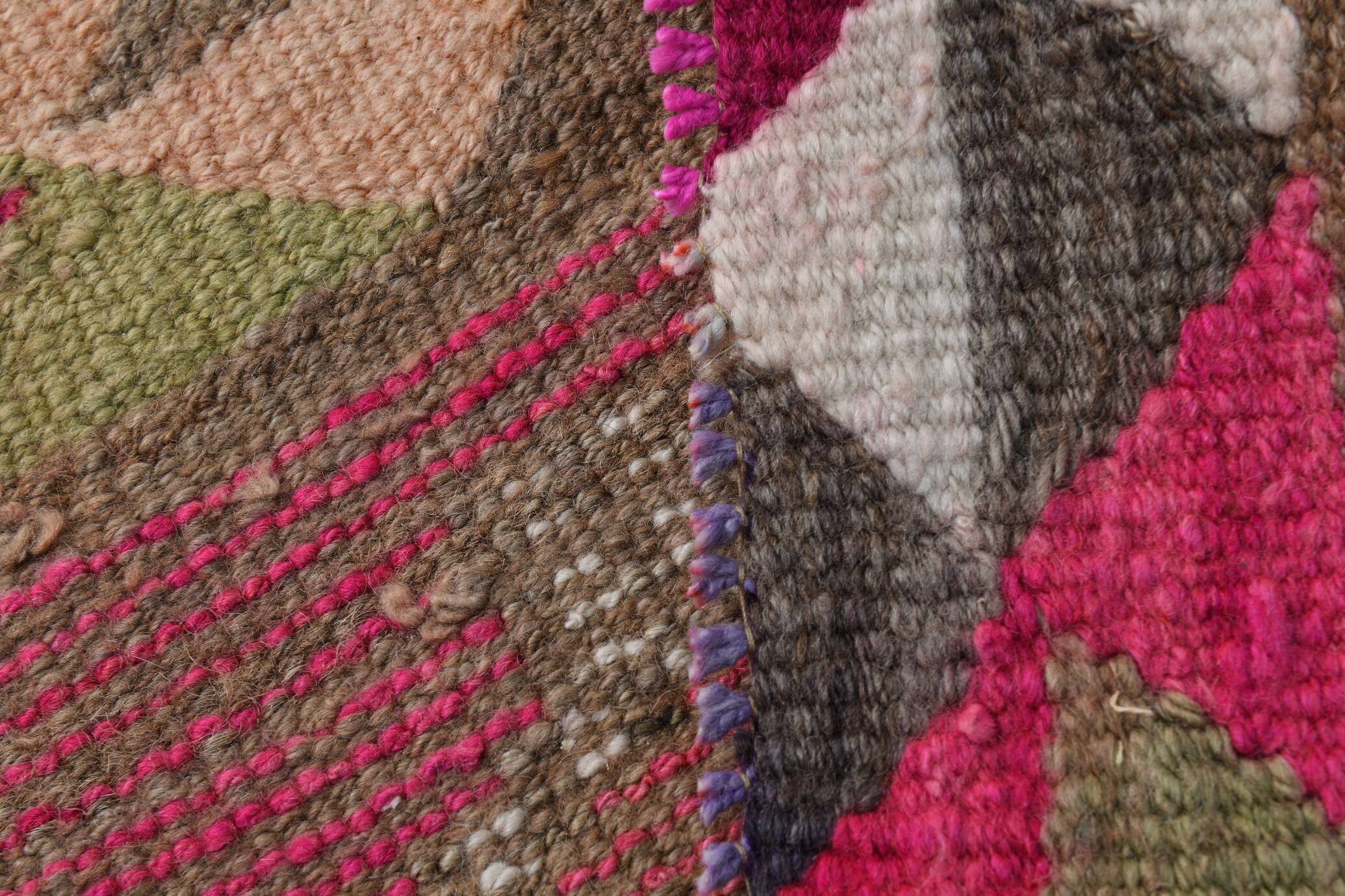 3x10 Pink & Cream Turkish Vintage Runner Rug, 100x317Cm