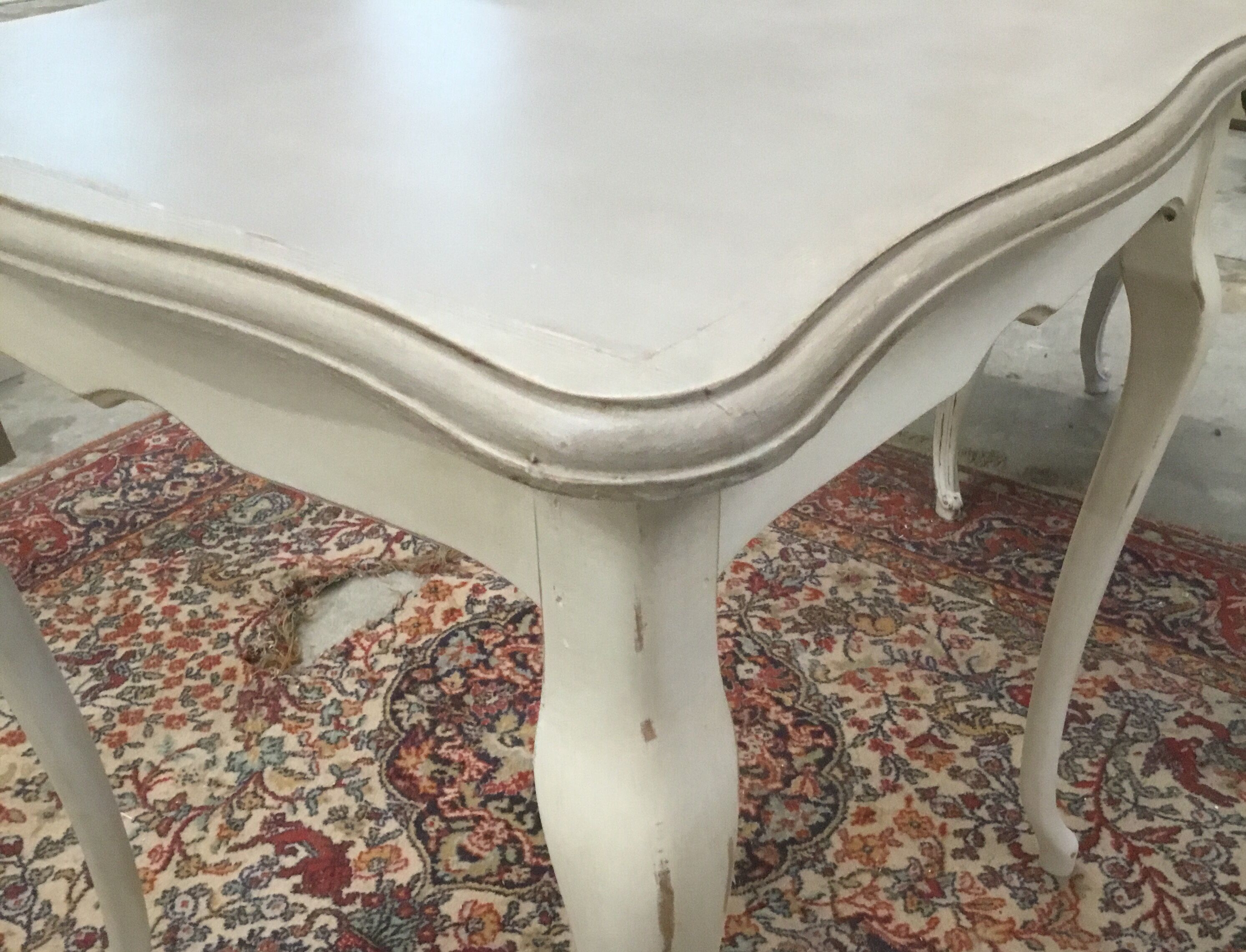 Square wooden painted and patinated table