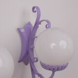 Appliques en fer forgé et sphères en verre x2