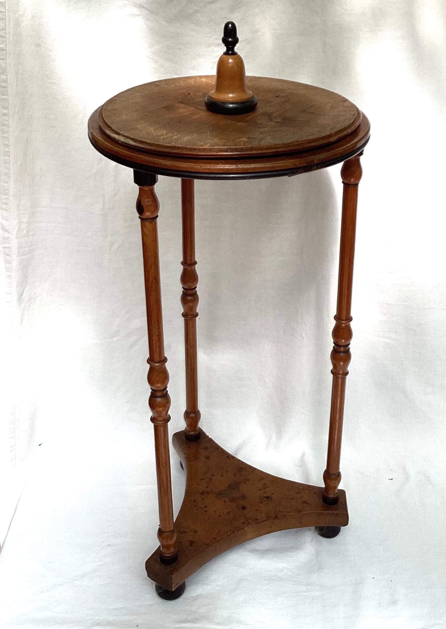 Wooden side table with three legs vintage