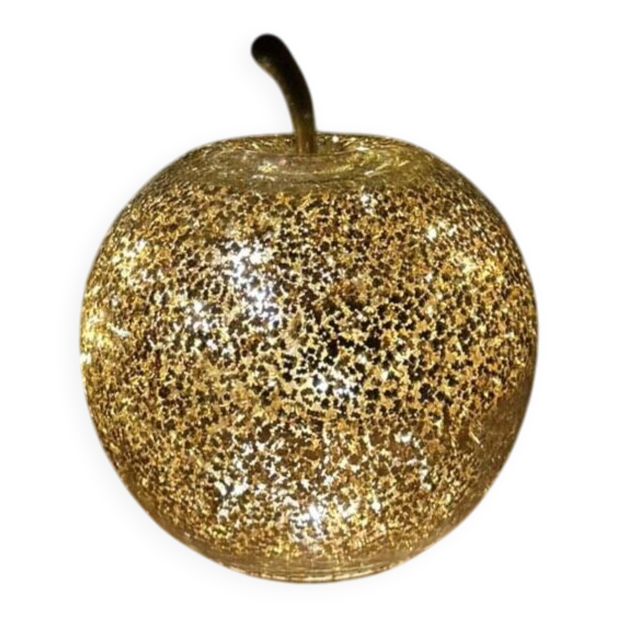 Lampe pomme en verre doré pailleté – vintage