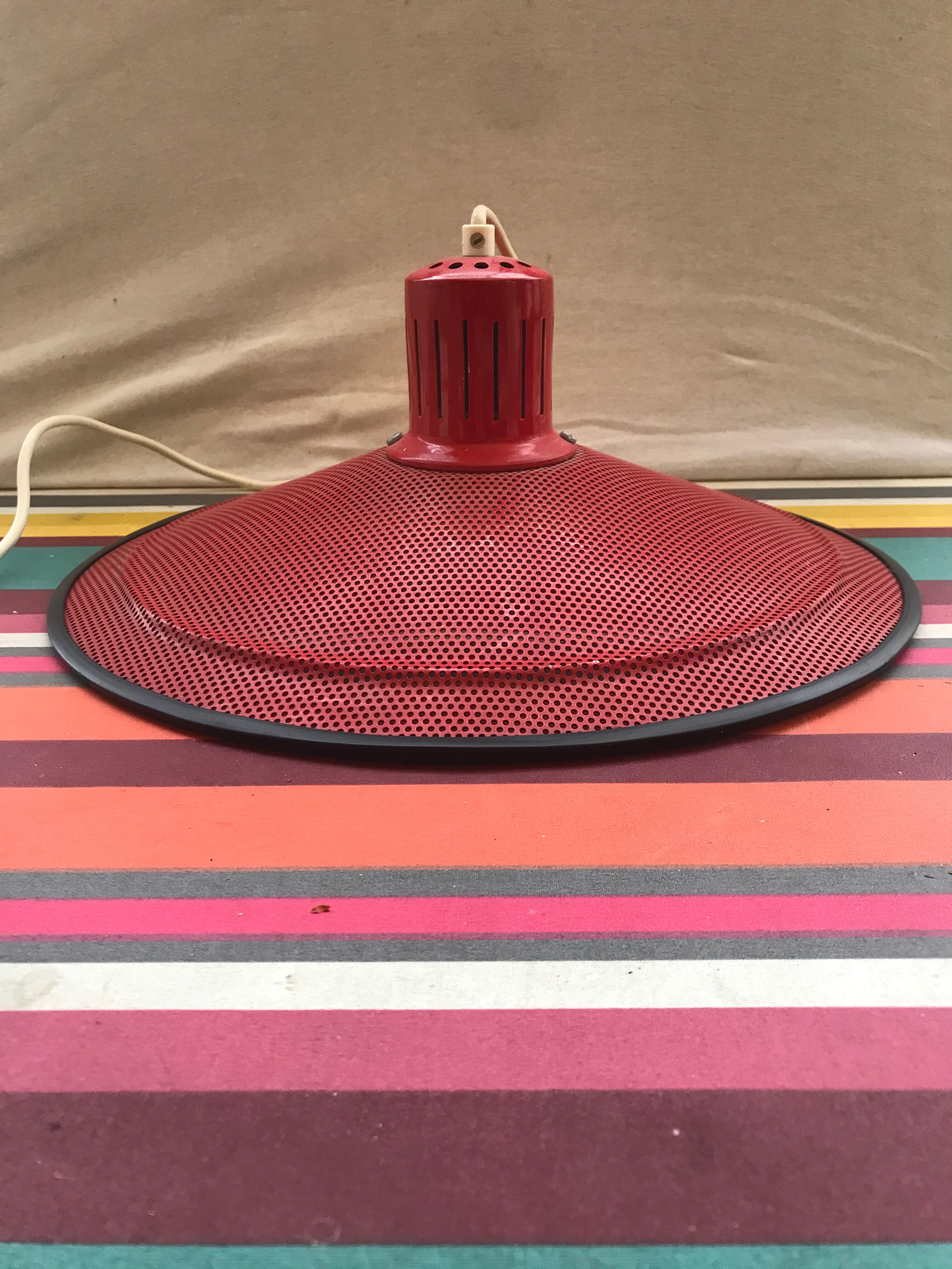 Old design metal perforated suspension in red