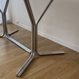 70s oval dining table in glass and chrome