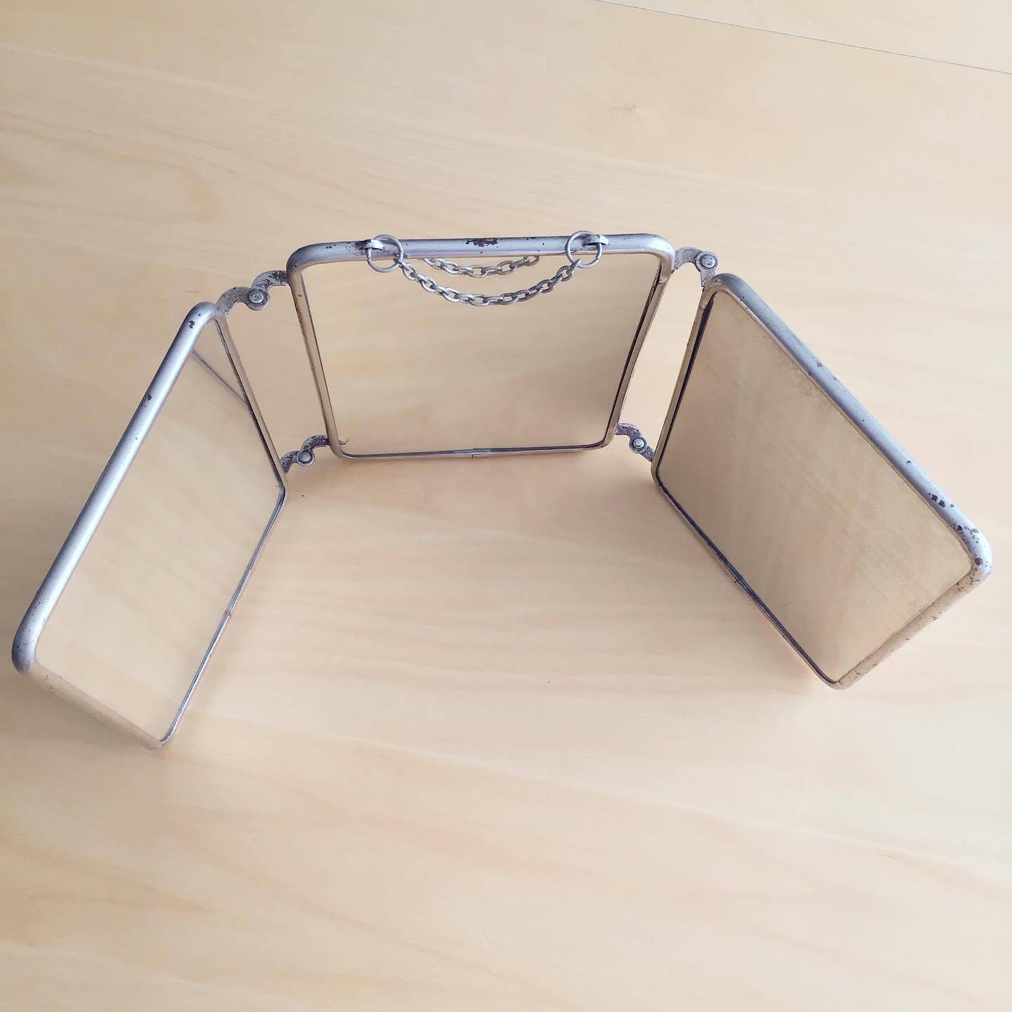 Vintage triptych barber mirror