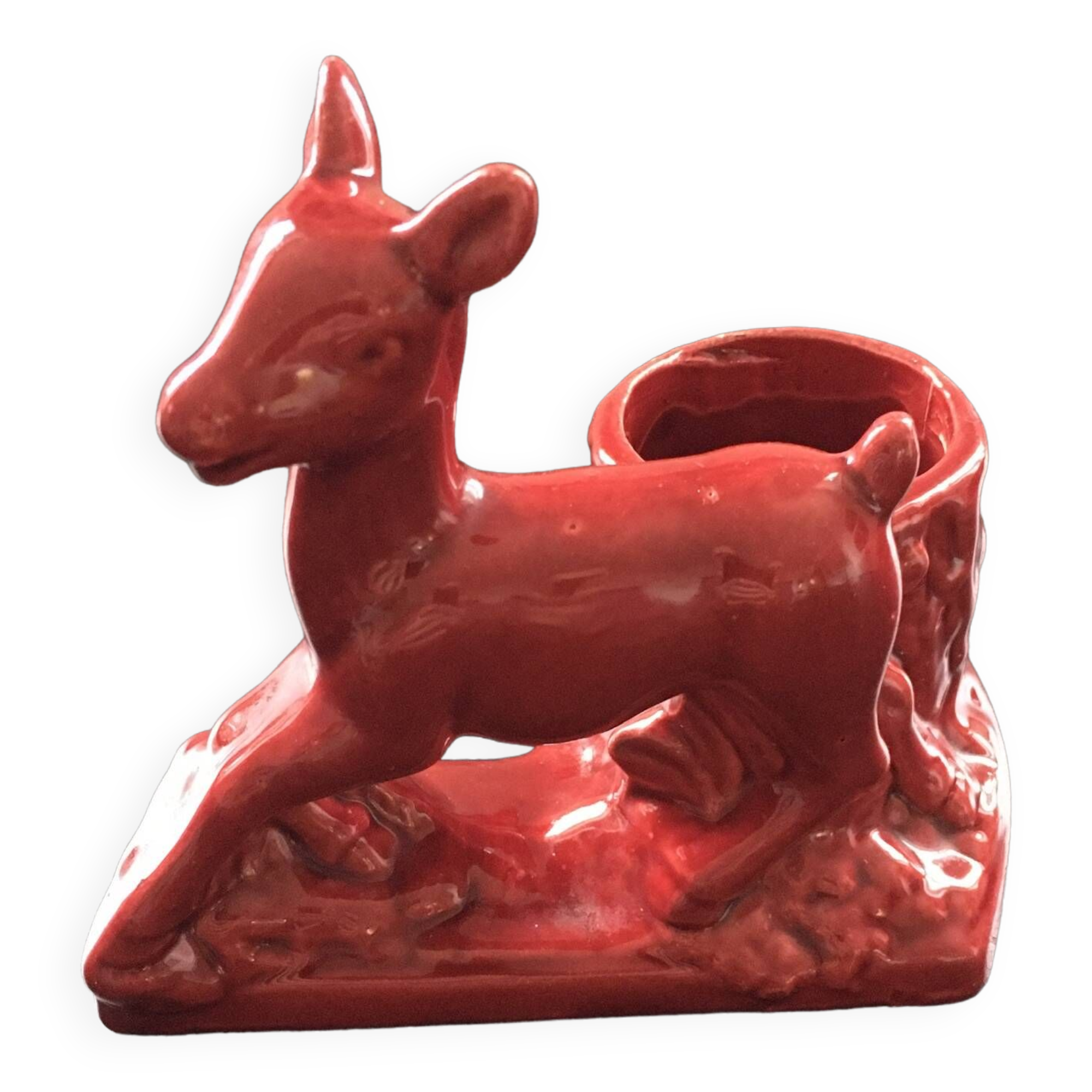 Red doe candle holder