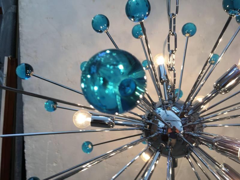 Chandelier murano glass sputnik blue italian handmade