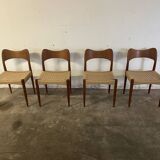 4 Chaises Danoises en Teck et Cordage par Arne et Hovmand Olsen 1960