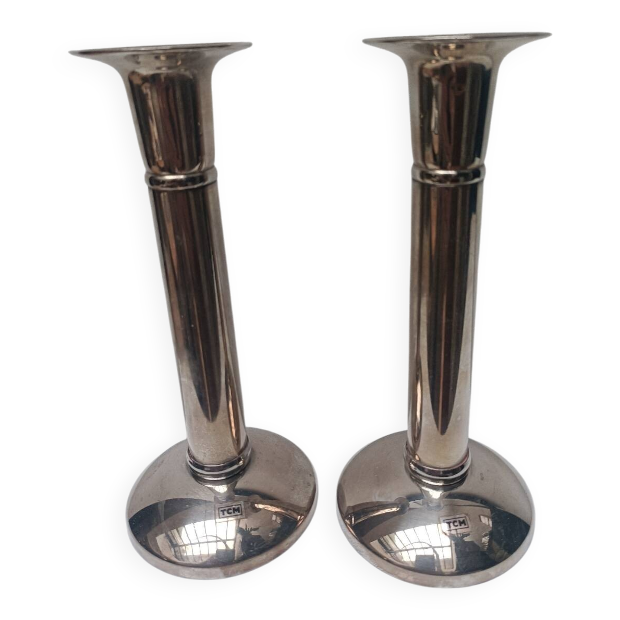 Pair of silver-plated candlesticks