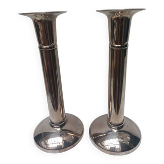 Pair of silver-plated candlesticks