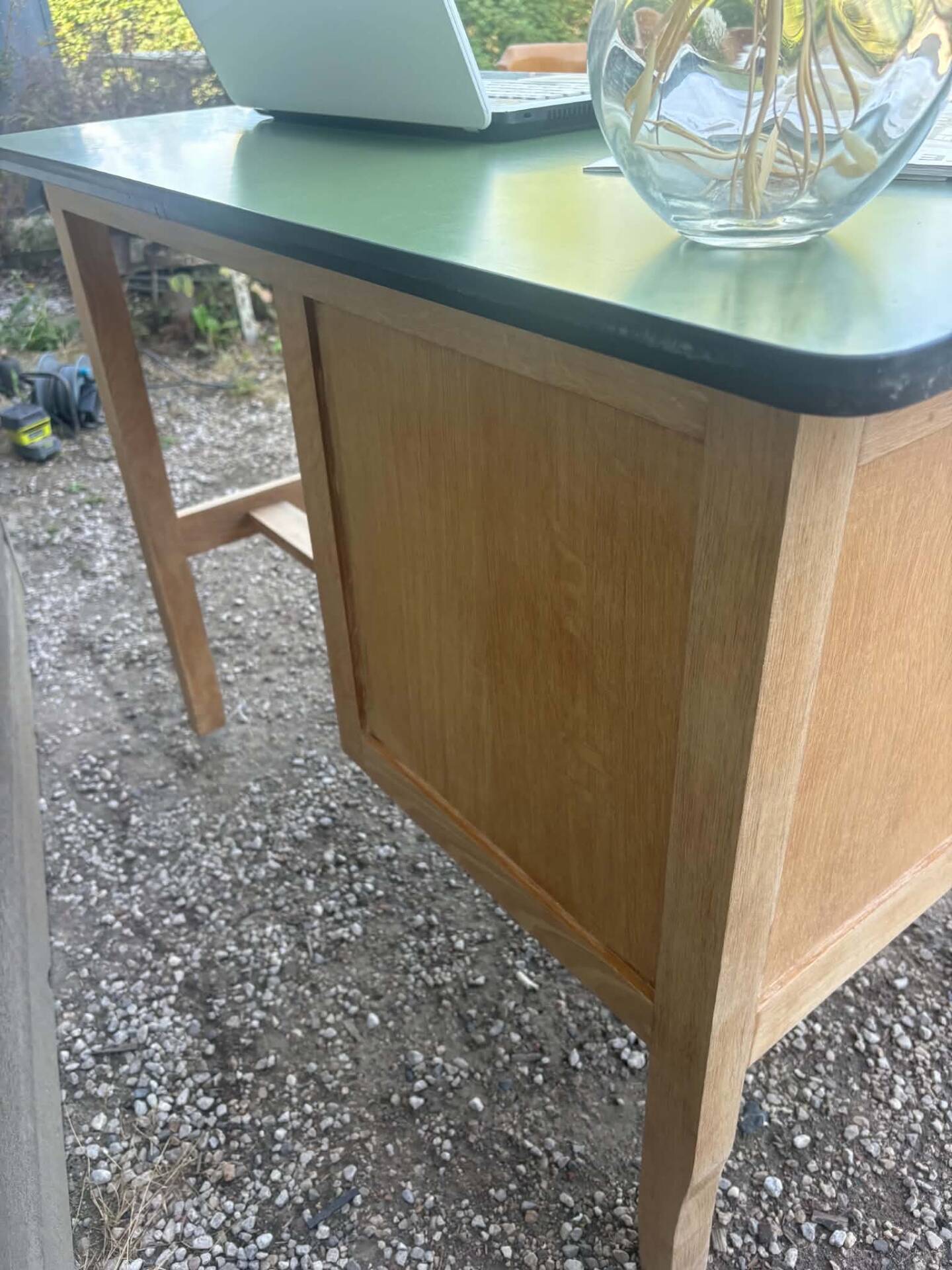 Vintage desk with green Formica top – 1960s/70s