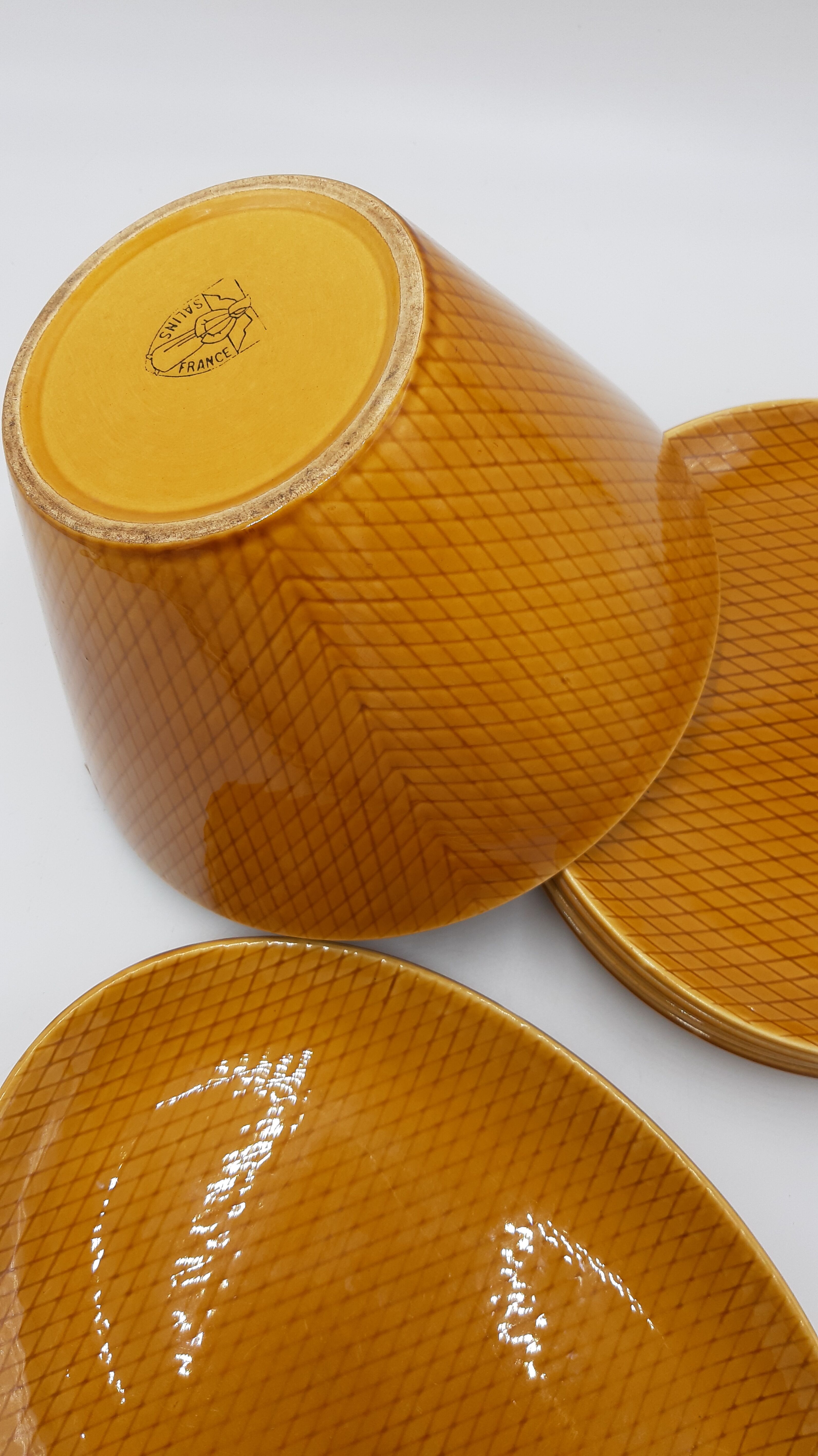 Service esterel 8 ceramic plates salins graphic honey color