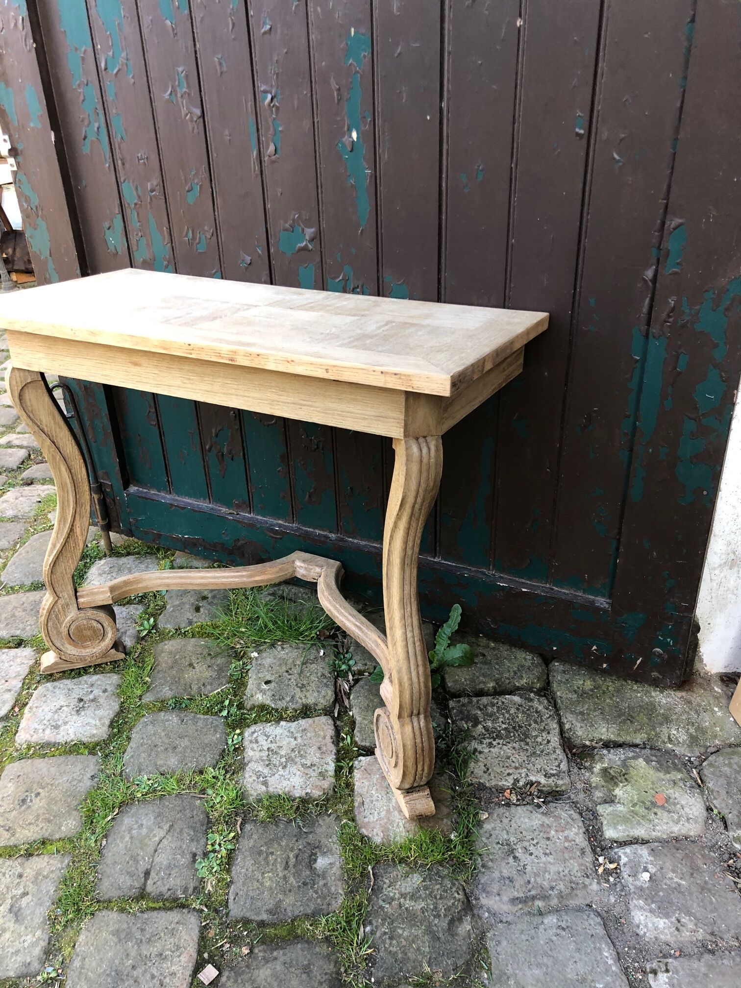 Striped oak wall console