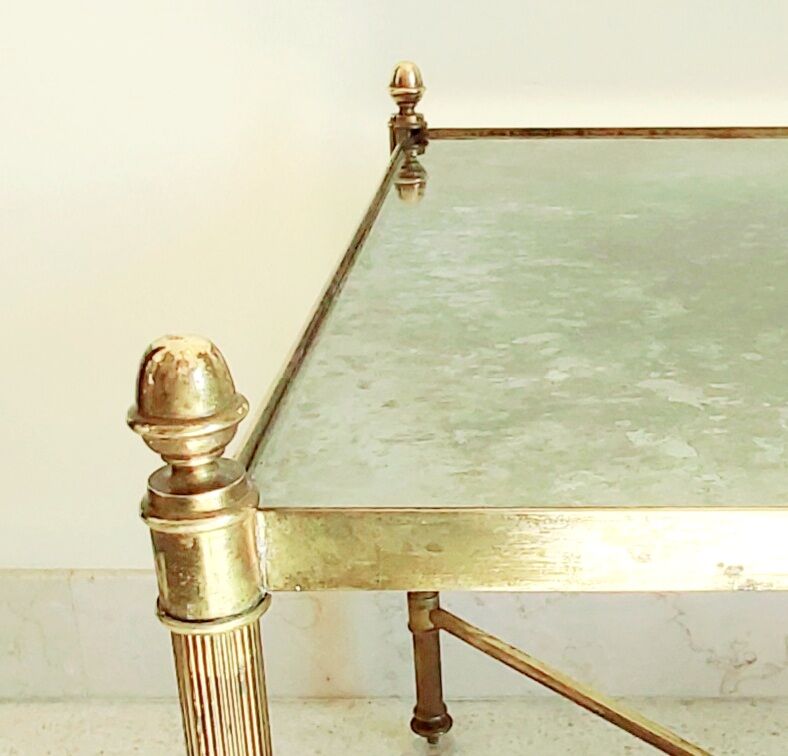 Table basse néoclassique 1960 laiton doré