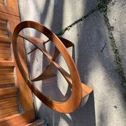 Astro oval coffee table in brown teak with glass top — Victor Wilkins, G-Plan (1960s)