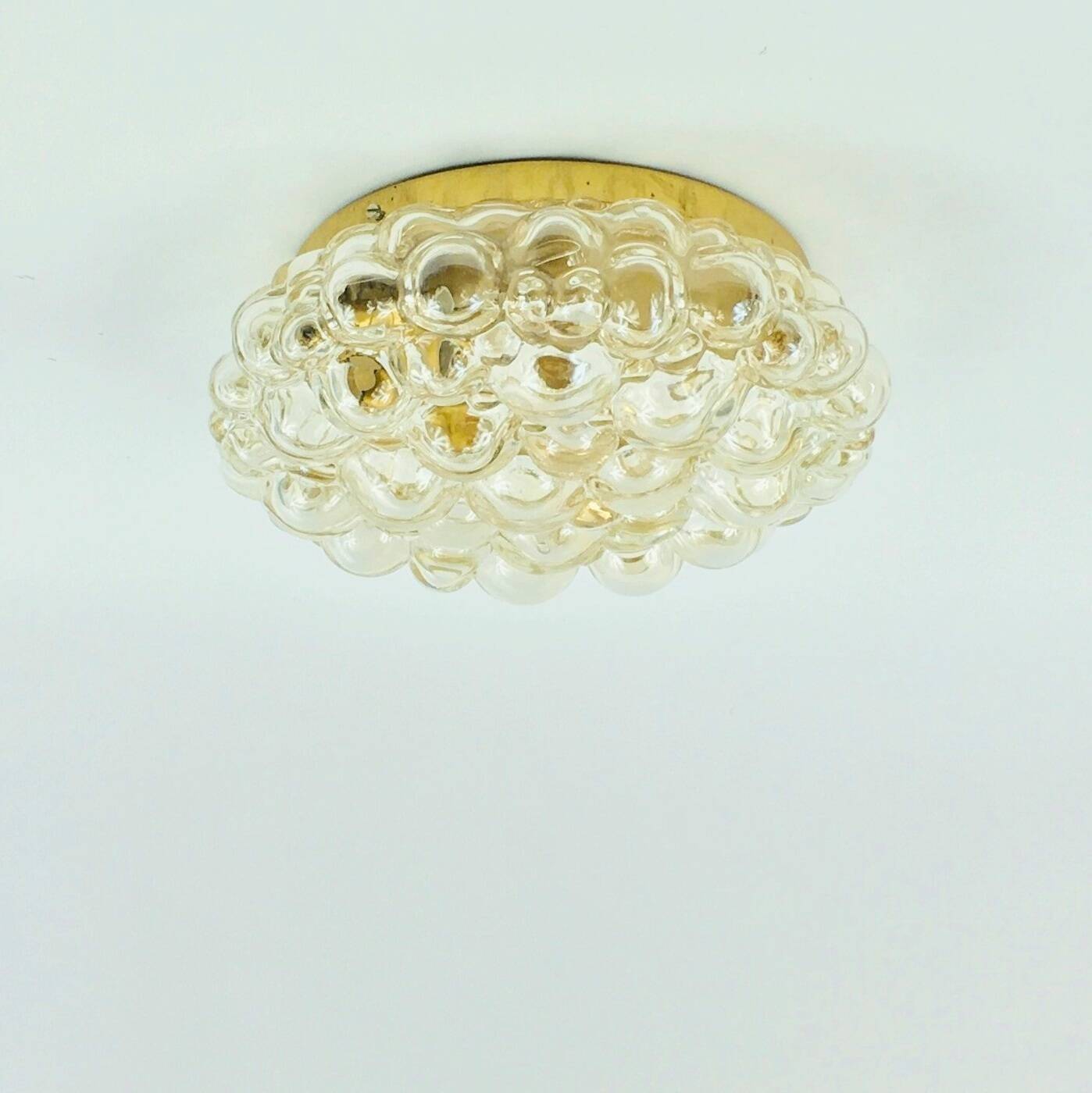 Large Mid-Century Amber Bubble Glass Ceiling Light by Helena Tynell, 1960s