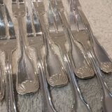 12 silver-plated metal snail forks by silversmith Noel Collet, shell design