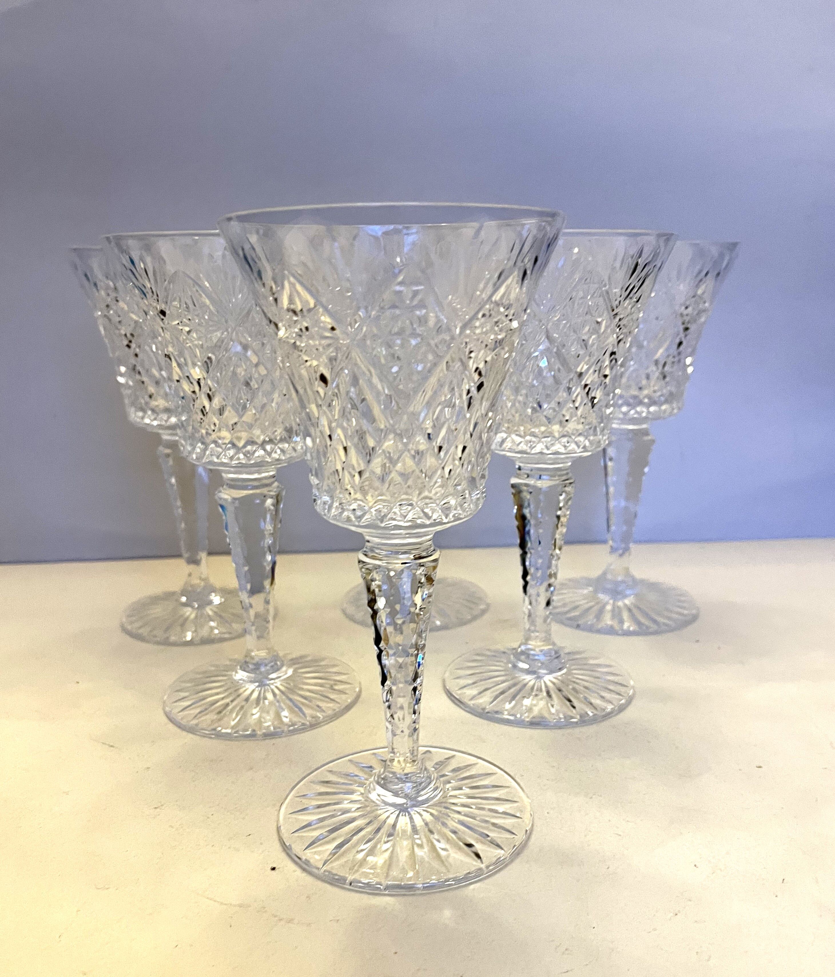 6 Cut crystal wine glasses